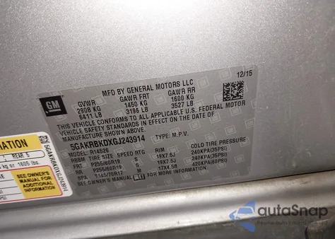 2016 Buick Enclave Leather from USA, damaged, VIN 5GAKRBKDXGJ243914